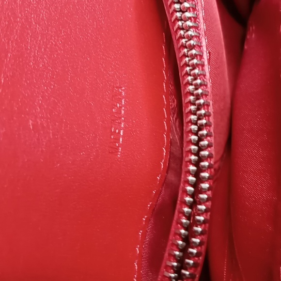 Coach Signature Jacquard & Leather Tri Fold Wallet Tan w/Red Interior - Picture 8 of 13